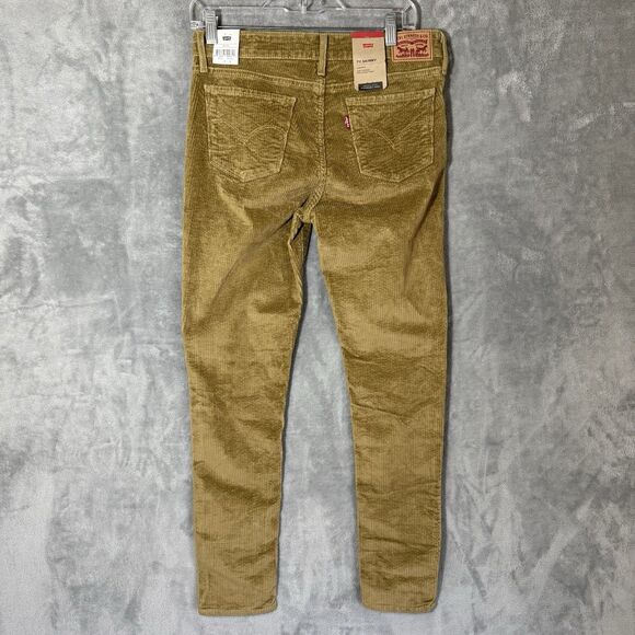 NWT Levi’s Women 711 Skinny Corduroy Pants 29x30 (*29x28) Mustard Mid Rise Slim - Picture 3 of 10